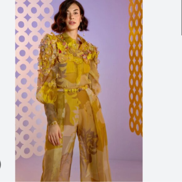 Brand New PANKAJ & NIDHI PRINTED SHEER PANTS - Picture 15 of 16